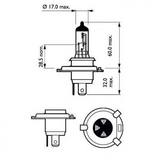 Set de 2 becuri H4 12V 60/55W P43t VISION PLUS