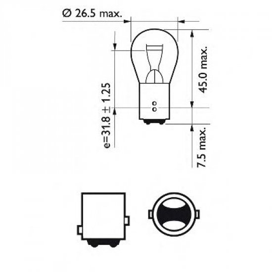 Set de 2 becuri P21/5W 12V BAY15d (BLISTER) Set de 2 becuri P21/5W 12V BAY15d (BLISTER)