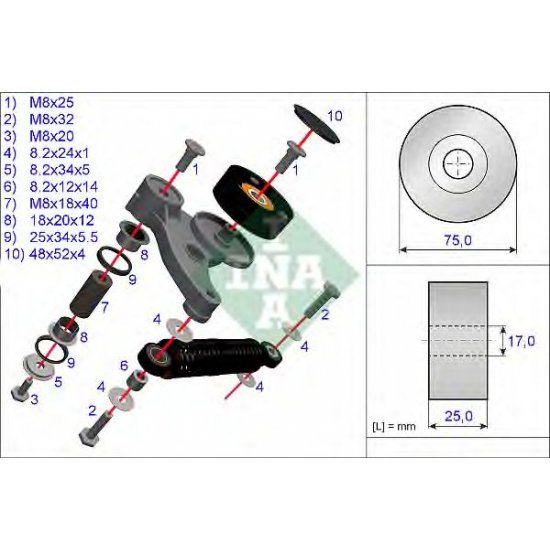 Set reparatie, brat tensionare curea trapezoidala