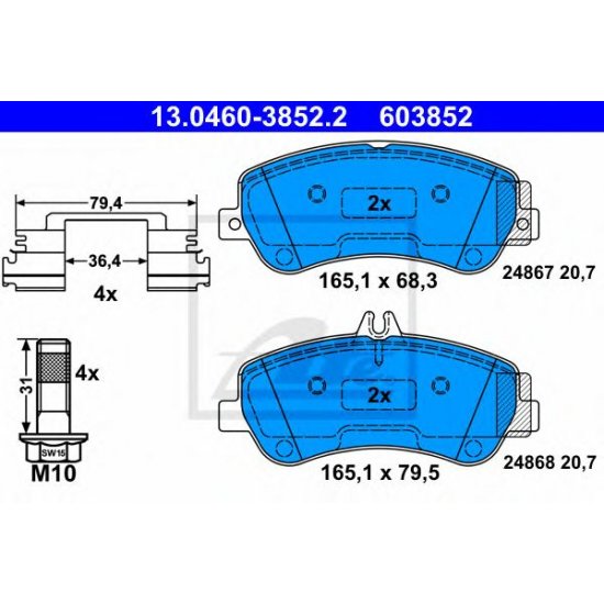 set placute frana,frana disc