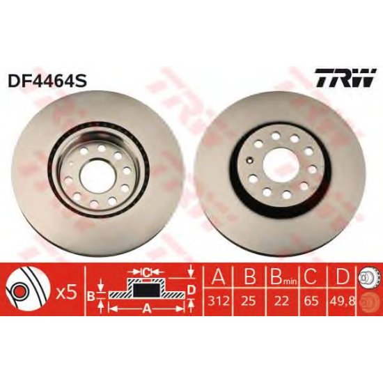 DISC FATA TRW - Necunoscut - DF4464S DISC FATA TRW - Necunoscut - DF4464S